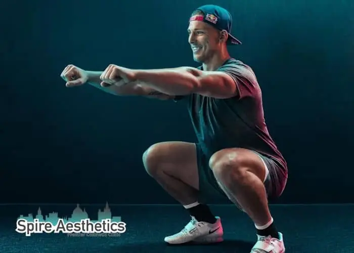 Image of man build leg muscle Benson through exercise